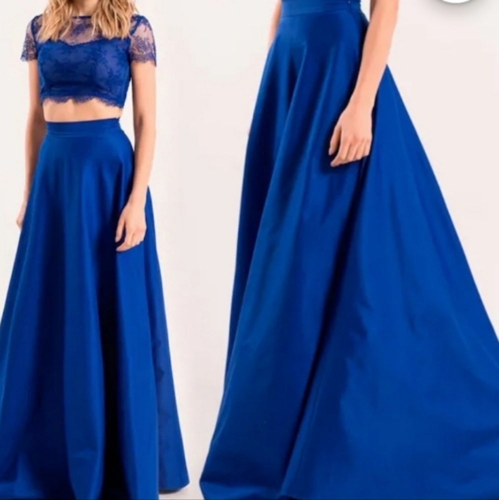 Vintage Ladies Royal Blue Microsuede Floor Length Skirt Women's Eveningwear XS